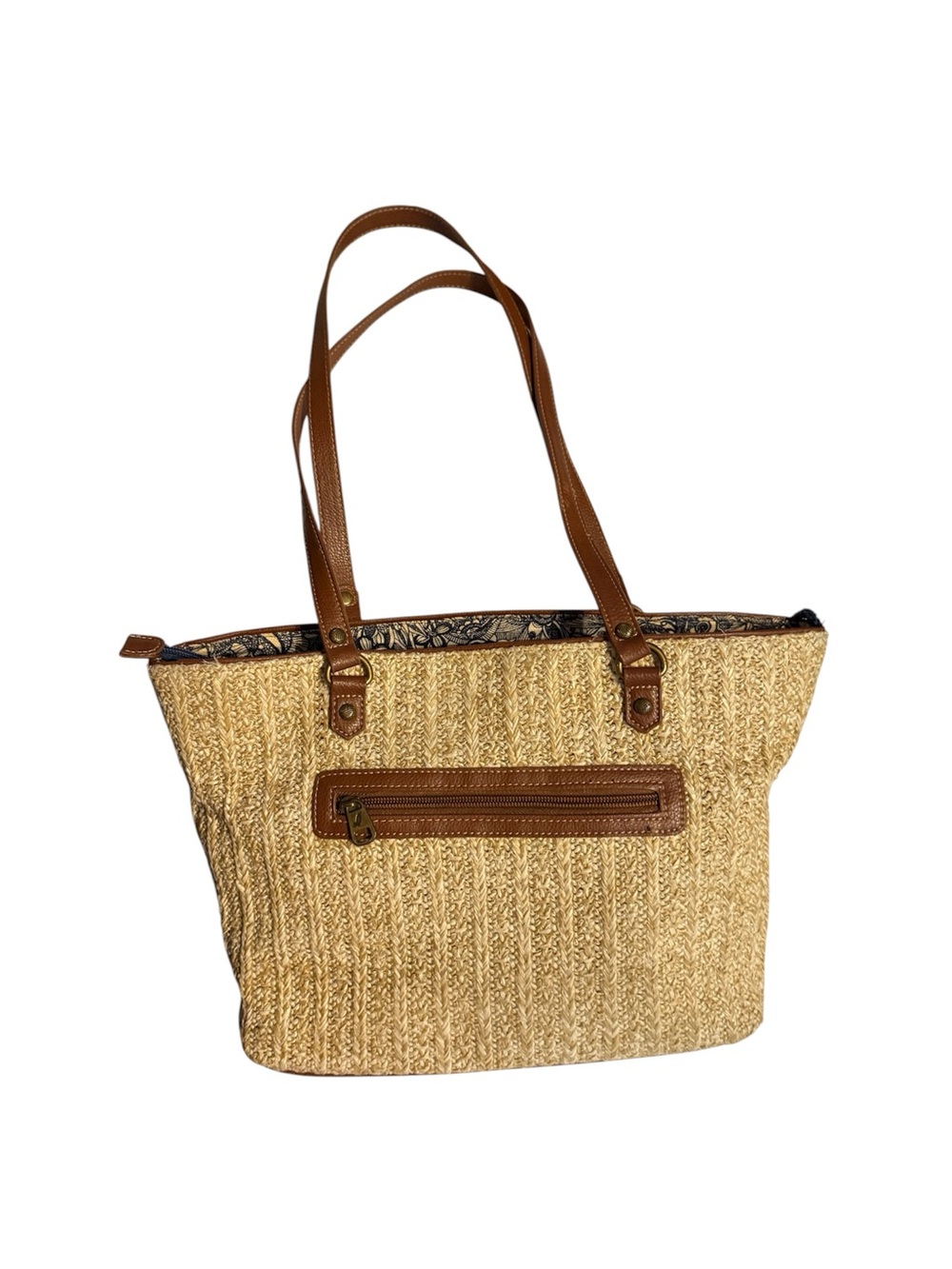 Sakroots Straw Tote Bag Sunflower Embroidered Boho Coastal Purse - Picture 6 of 13